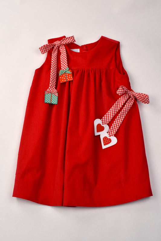 Red Corduroy Jumper with interchangeable ties