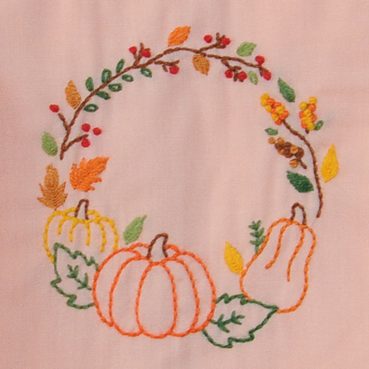Beatrix Autumn Wreath Dress - Soft Peach