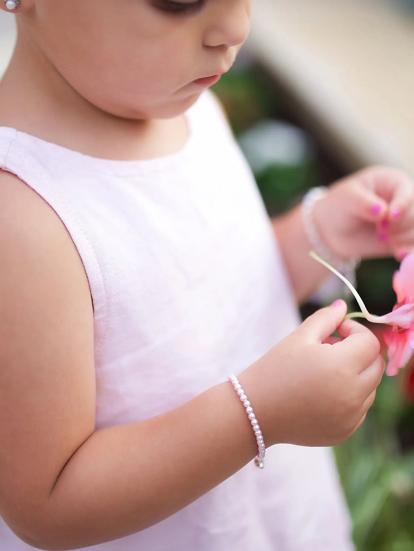 Sterling Silver Dainty Pearl Baby Bracelet