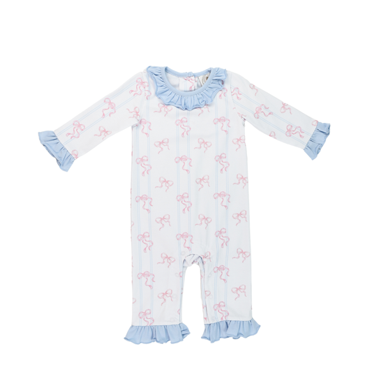 Bowtiful Girls Riley Romper with Ruffles