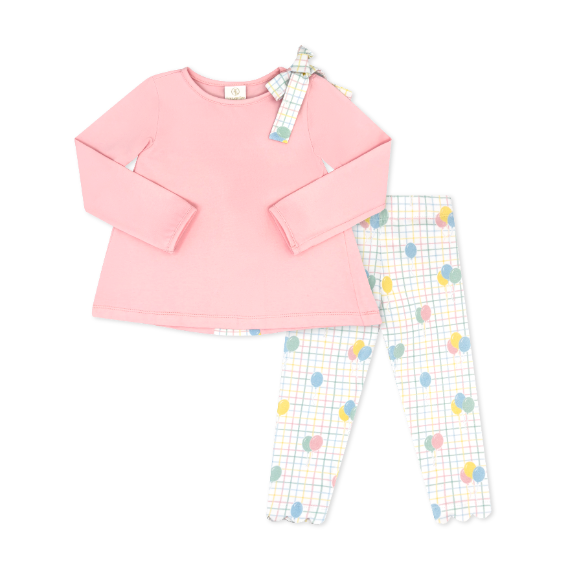 Madeline Legging Set Pensacola Pink, Party Time Balloon Plaid