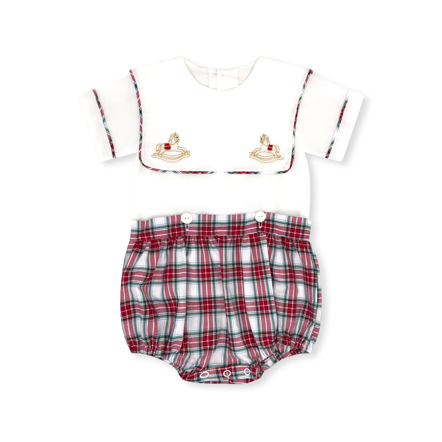 Christian Joy to the World Button On Rocking Horse - Plaid