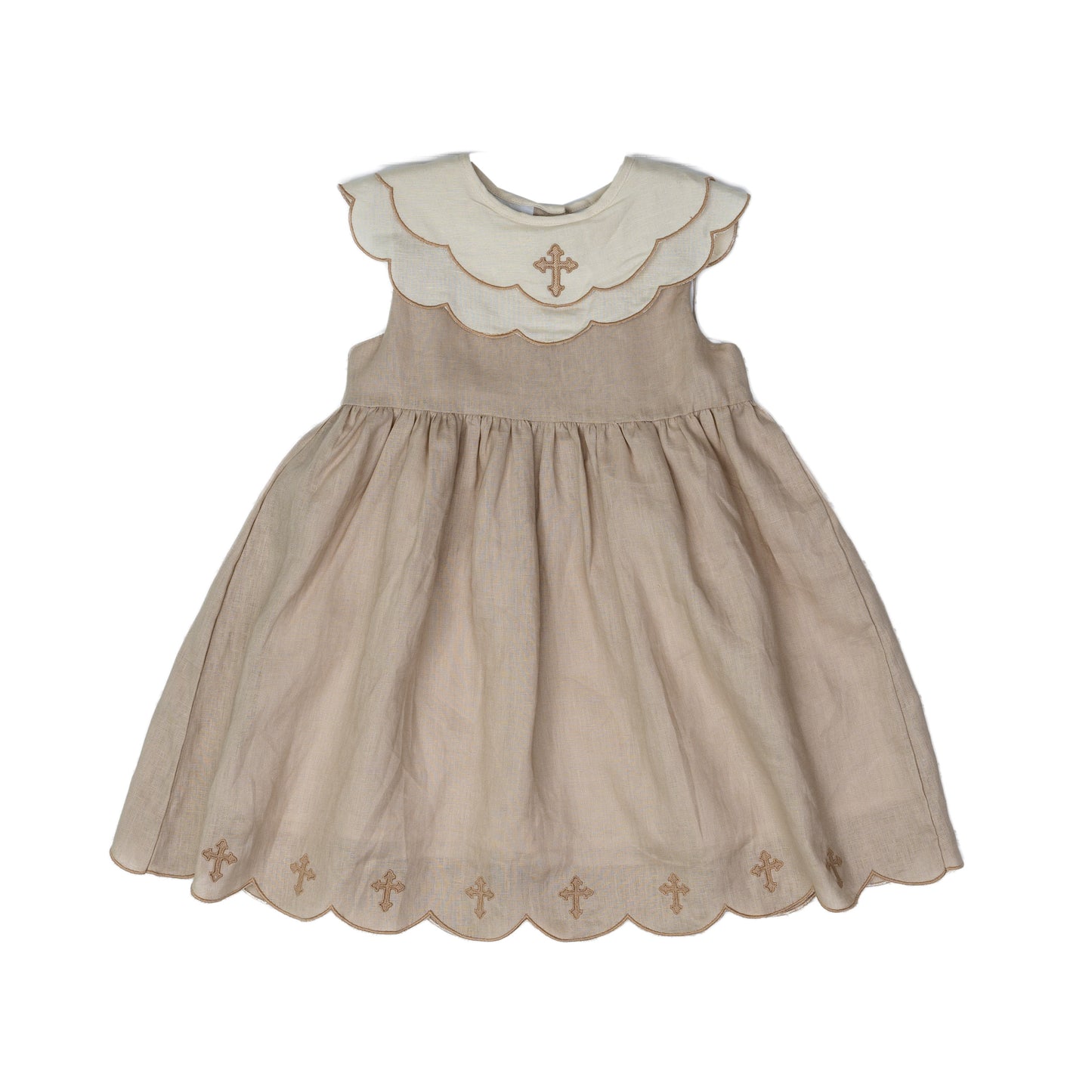 Tan Brittany Cross Linen Dress