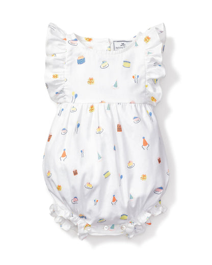 Baby's Twill Ruffled Romper in Birthday Wishes