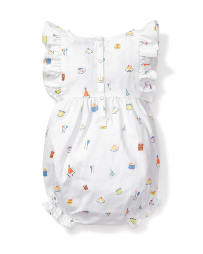 Baby's Twill Ruffled Romper in Birthday Wishes