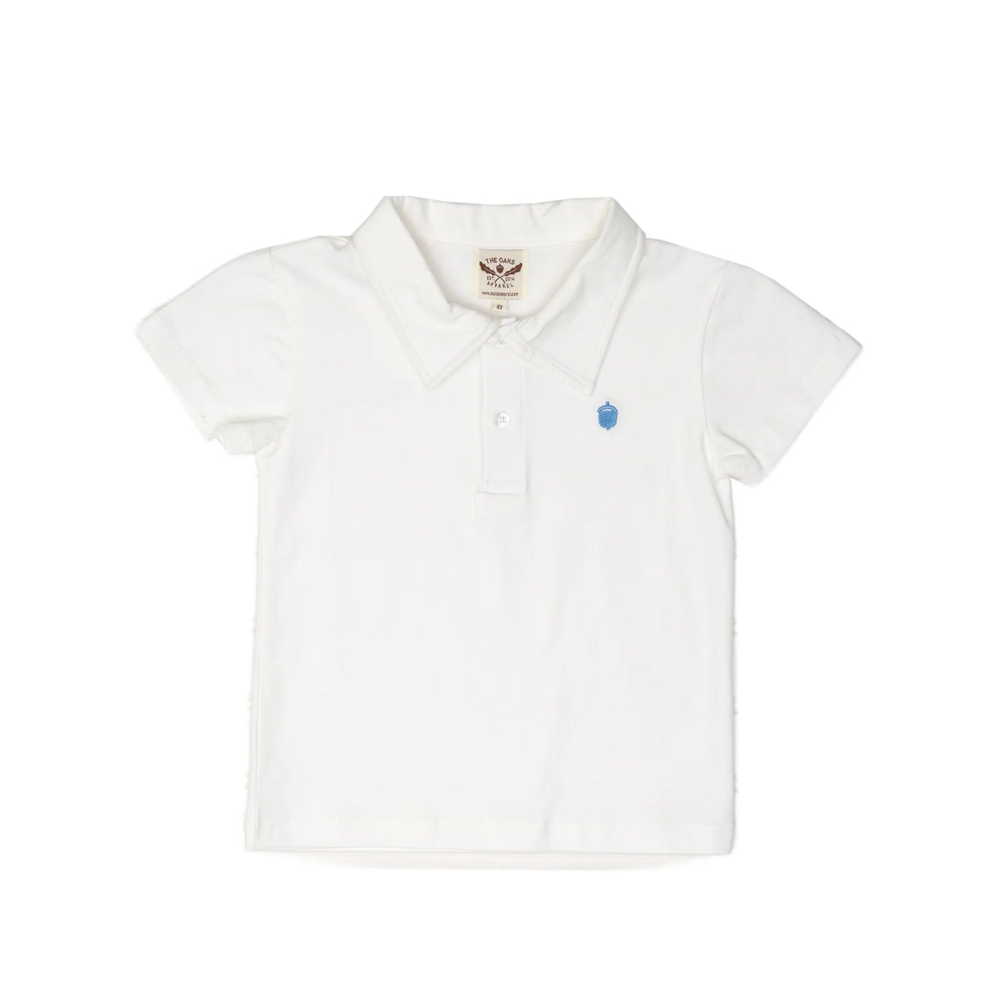 Boys White W/ Blue Acorn Polo