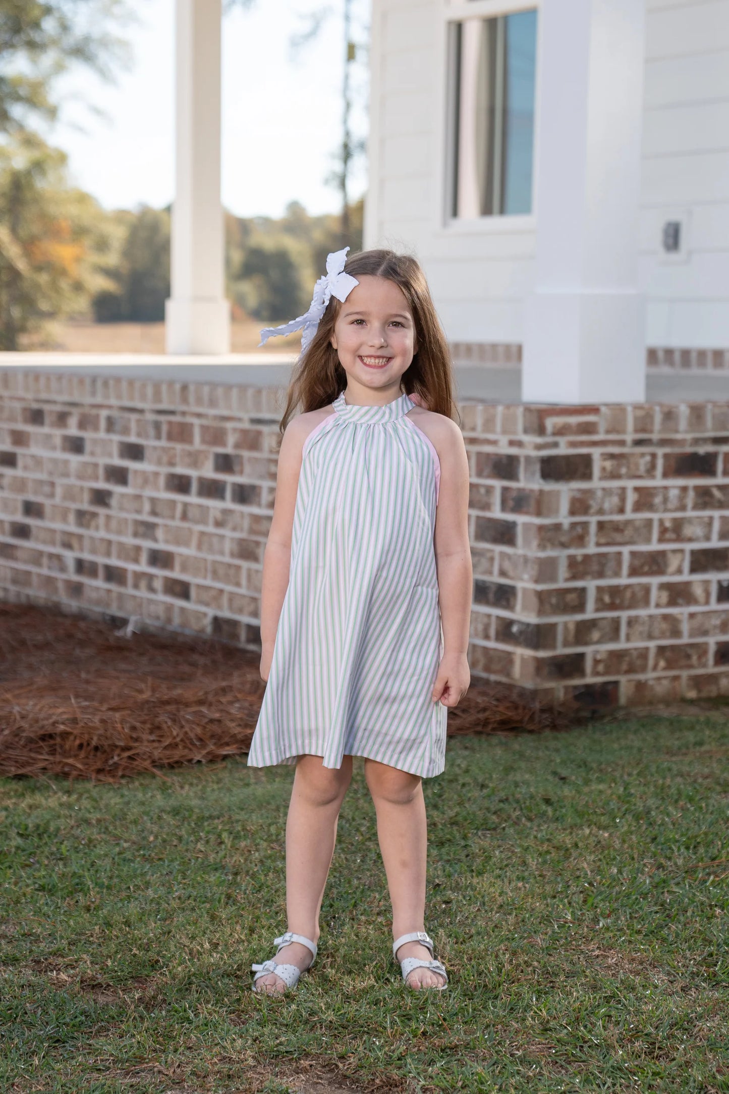 Jewel Pink & Green Stripe Dress