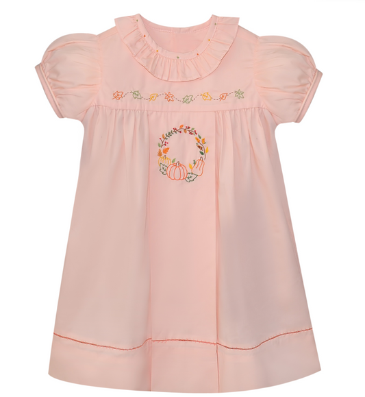 Beatrix Autumn Wreath Dress - Soft Peach