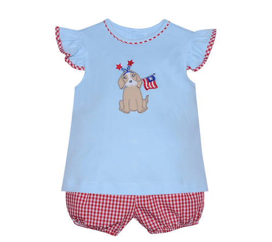 Blue Madison Patriotic Dog Bloomer Set