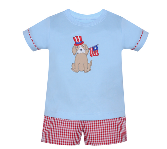 Blue Madison Patriotic Dog Short Set