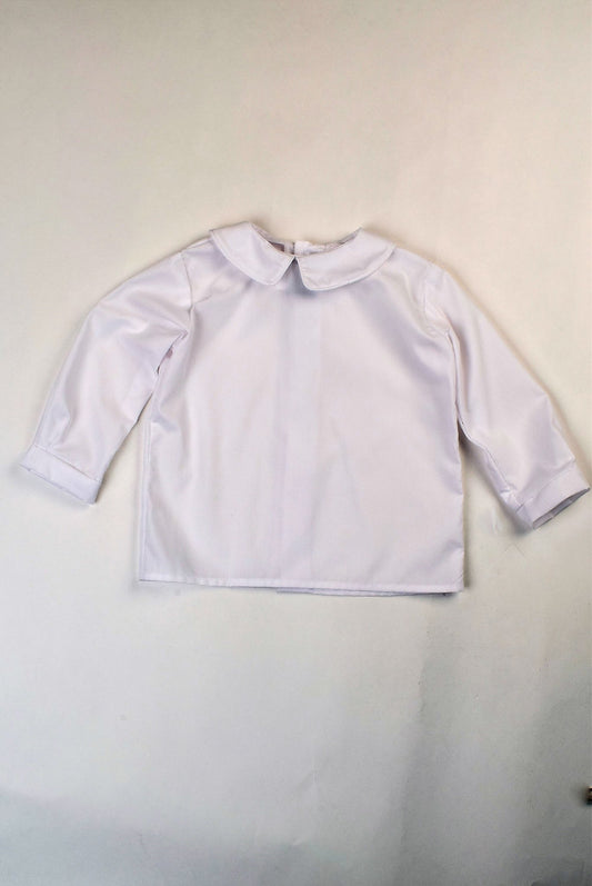 Long Sleeve Boys White Cording Shirt