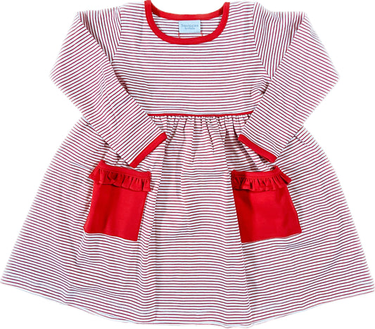 Pima Cotton Red and White Striped Dress