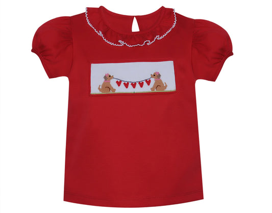 Red Viola Blouse-Valentine Puppy