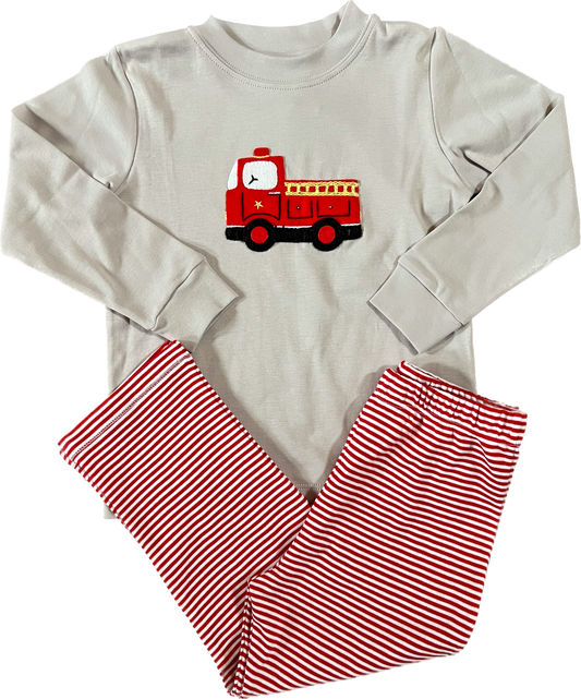 Fire Truck Pima Cotton Pant Set