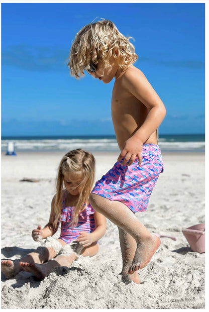 Pink Shark Swim Trunks