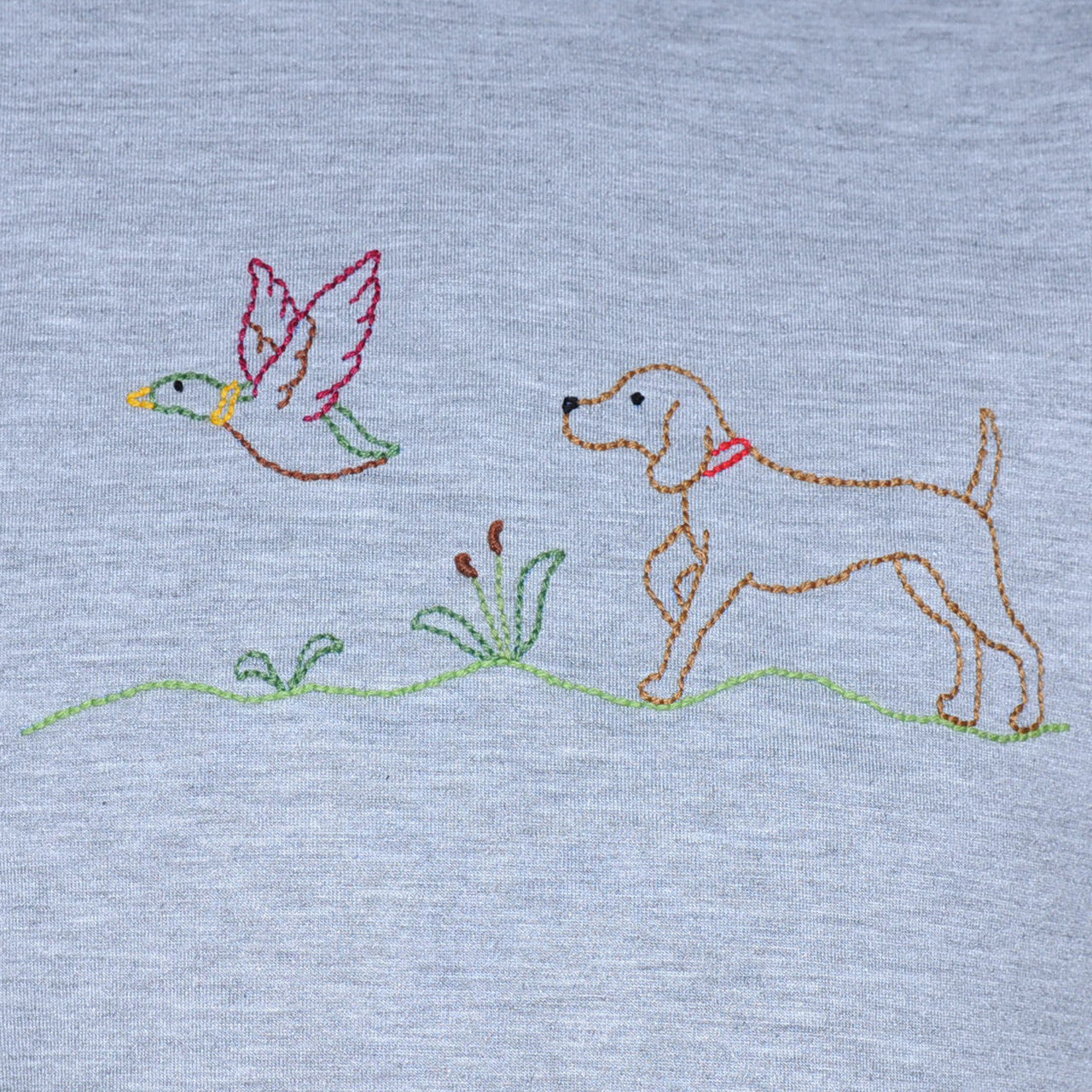 Houston Grey Knit Shirt - Dog w/Mallard Duck