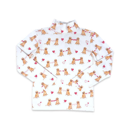 Girls Puppy Love Tot Turtleneck with Pink Dots