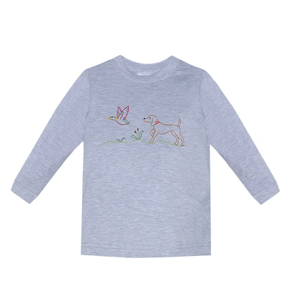 Houston Grey Knit Shirt - Dog w/Mallard Duck