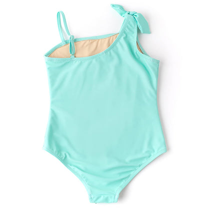 Mint Shells Girls Flip Sequin One Shoulder One Piece Swimsuit