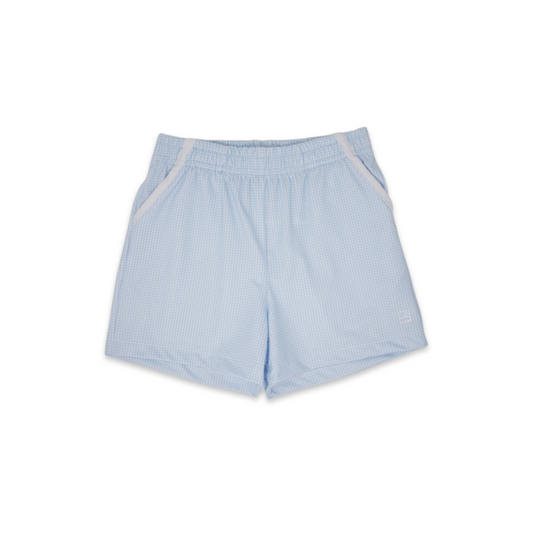 Nathan Short - Cotton
Candy Blue Minigingham,
Pure Coconut Athletic Short