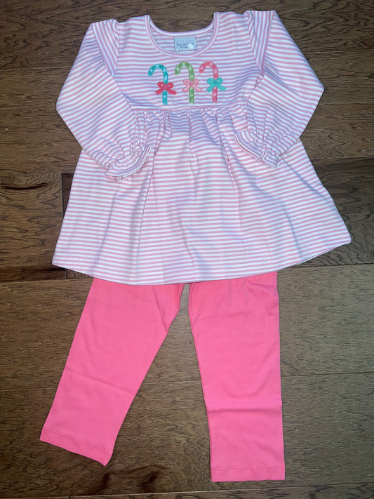 Candy Cane Pastel Top w/Leggings Set