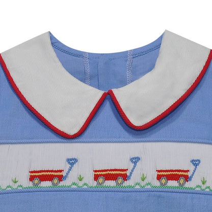 Blue Corduroy Williams Romper-Wagon