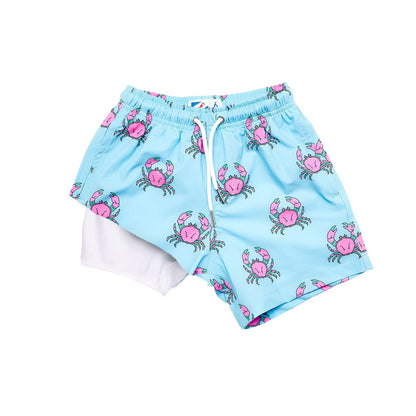 Pink Crabs lined Swim Trunks