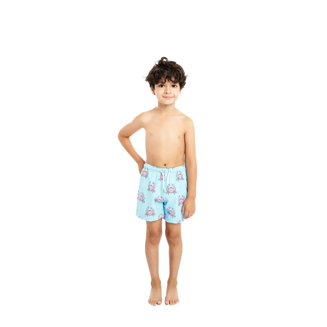 Pink Crabs lined Swim Trunks