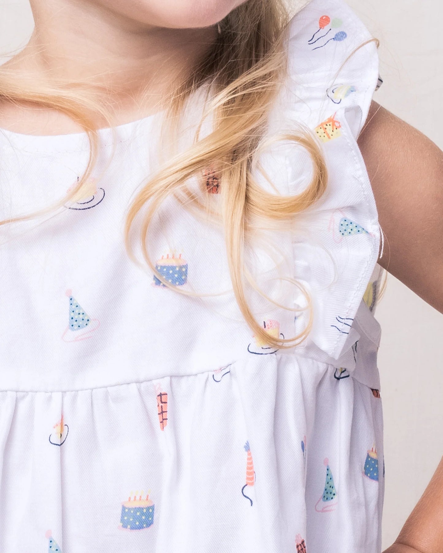 Baby's Twill Ruffled Romper in Birthday Wishes