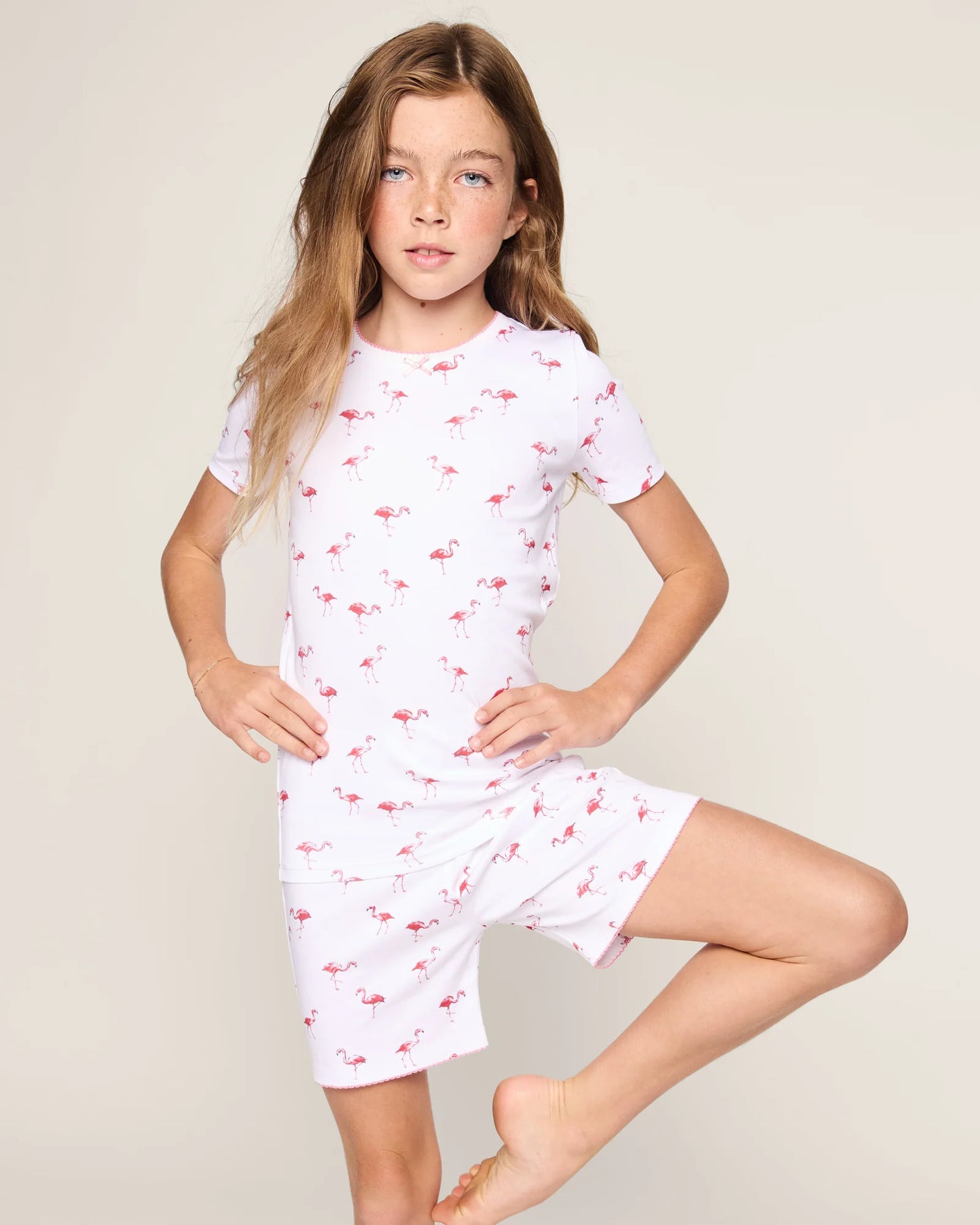 Kid's Pima Snug Fit Short Set in Flamingo