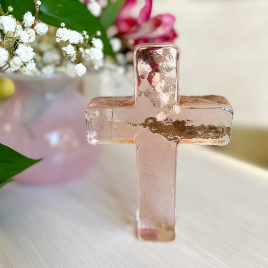 Baby Pink Glass Cross