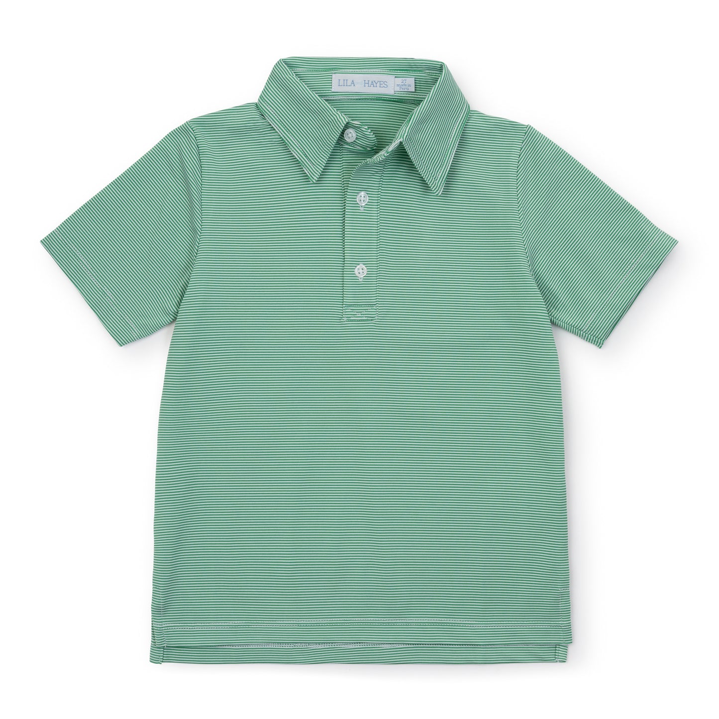 WILL BOYS' GOLF PERFORMANCE POLO SHIRT - GREEN STRIPES