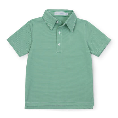 WILL BOYS' GOLF PERFORMANCE POLO SHIRT - GREEN STRIPES