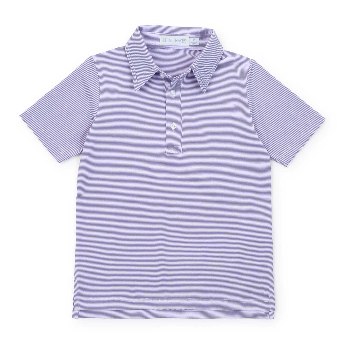 WILL BOYS' GOLF PERFORMANCE POLO SHIRT - PURPLE STRIPES