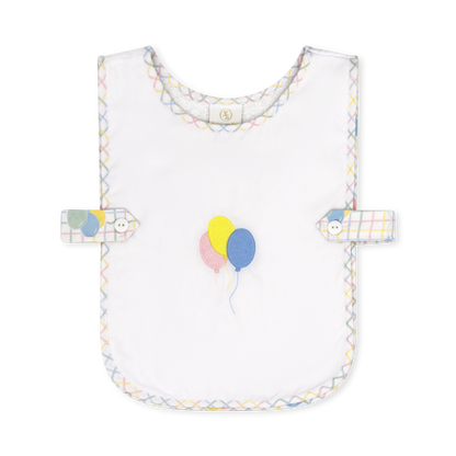 Girls Celebration Bib - Party Time Balloon Plaid