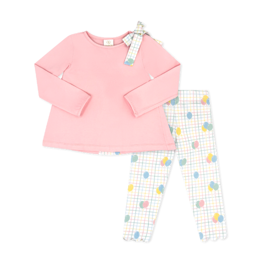 Madeline Legging Set Pensacola Pink, Party Time Balloon Plaid