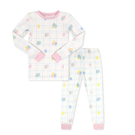 Sweet Pea PJ Set - Party Time Balloon Plaid, Park Pink