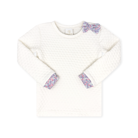 Quilted Sweatshirt - Worthington White Quilted, Sweet Pea Floral