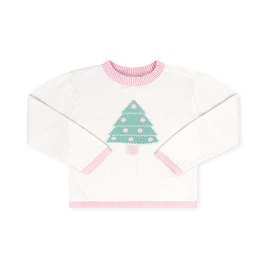 Cozy Up Christmas Tree Sweater - White